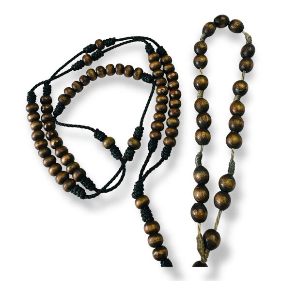 Vintage Wood Rosaries Lot of 2 | Medjugorje Catholic Prayer Beads - Picture 3 of 6
